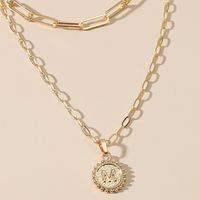 New Fashion Simple Chain Multi-layer Round Coin Love Pendant Necklace main image 3