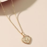 New Fashion Simple Chain Multi-layer Round Coin Love Pendant Necklace main image 4