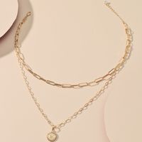 New Fashion Simple Chain Multi-layer Round Coin Love Pendant Necklace main image 5