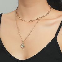 New Fashion Simple Chain Multi-layer Round Coin Love Pendant Necklace main image 6