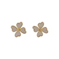 Korean Heart-shape Four-petal Flower Alloy Earrings Wholesale main image 6