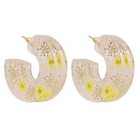 Fashion Transparent Resin Flower C-shaped Earrings sku image 1