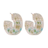 Fashion Transparent Resin Flower C-shaped Earrings sku image 2