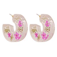 Fashion Transparent Resin Flower C-shaped Earrings sku image 3