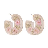 Fashion Transparent Resin Flower C-shaped Earrings sku image 5