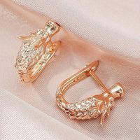 Fashion Bow Copper Inlaid Zircon Earrings Wholesale sku image 2