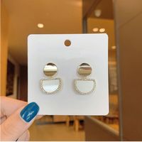 Fashion Metal Sequin Semicircle Rhinestone Alloy Earrings Wholesale sku image 1