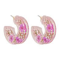 Fashion Transparent Resin Flower C-shaped Earrings main image 2