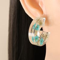 Fashion Transparent Resin Flower C-shaped Earrings main image 6