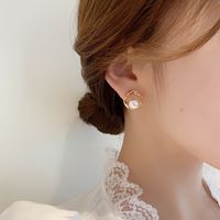 Boucles D&#39;oreilles En Alliage De Perles Géométriques Coréennes En Gros main image 3
