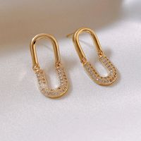 Fashion Oval Rhinestone Geometric Alloy Earrings Wholesale main image 1