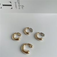 Gold Silver Mixed Color Half Circle Alloy Earrings Wholesale main image 4