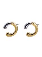 Gold Silver Mixed Color Half Circle Alloy Earrings Wholesale main image 6