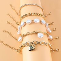 Fashion Pearl Rhinestone Heart-shape Multi-layer Alloy Bracelet Wholesale main image 3