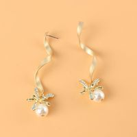 Korean Fashion Simple Alloy Inlaid Pearl Long Earrings main image 4