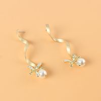 Korean Fashion Simple Alloy Inlaid Pearl Long Earrings main image 5