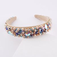 Baroque Sponge Broad-rim Pearl Rhinestone Headband main image 1