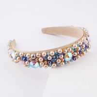 Baroque Sponge Broad-rim Pearl Rhinestone Headband main image 3