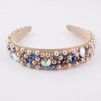 Baroque Sponge Broad-rim Pearl Rhinestone Headband main image 4