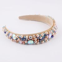 Baroque Sponge Broad-rim Pearl Rhinestone Headband main image 5