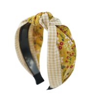 Korean Fashion Cute Floral Plaid Color Matching Wide-brimmed Fabric Knotted Headband main image 6