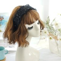 Korean Fashion Mesh Sequins Beaded Broad-brimmed Headband main image 5