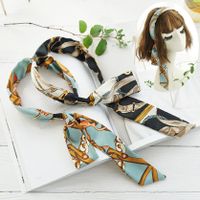 New Fashion Floral Satin Ribbon Silk Scarf Tie Headband main image 1