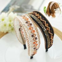 Fashion Ethnic Embroidery Lace Suede Floral Fabric Headband main image 4