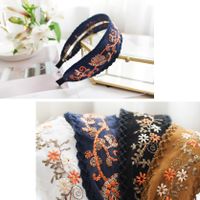 Fashion Ethnic Embroidery Lace Suede Floral Fabric Headband main image 3