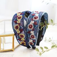 Retro Ethnic Flower Embroidery Korean Wide Hair Band main image 1