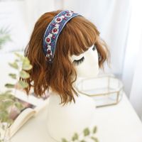 Retro Ethnic Flower Embroidery Korean Wide Hair Band main image 4