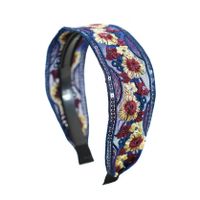 Retro Ethnic Flower Embroidery Korean Wide Hair Band main image 3