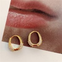 Korean Geometric Oval Rhinestone Alloy Earrings Wholesale sku image 1
