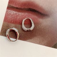 Korean Geometric Oval Rhinestone Alloy Earrings Wholesale sku image 2