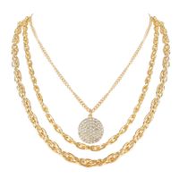 Fashion Round Coin Multilayer Alloy Necklace Wholesale sku image 1