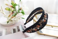 Fashion Ethnic Embroidery Lace Suede Floral Fabric Headband sku image 3