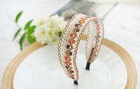 Fashion Ethnic Embroidery Lace Suede Floral Fabric Headband sku image 1