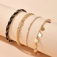 Creative Fashion Style New Metal Chain Disc Tassel Braided Anklet 4-piece Set main image 5