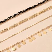 Creative Fashion Style New Metal Chain Disc Tassel Braided Anklet 4-piece Set main image 7