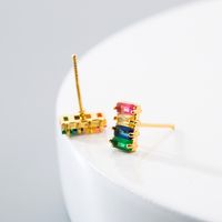 Fashion New Simple Style Rainbow Colorful Zircon Geometric Earrings main image 3