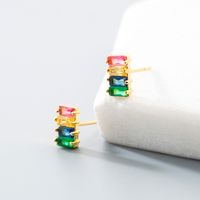 Fashion New Simple Style Rainbow Colorful Zircon Geometric Earrings main image 6