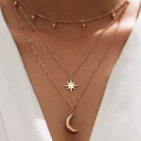 Collar Multicapa De Estrella De Luna Chapado En Oro De Nueva Moda main image 1