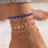 New Bohemia Beach Style Hollow Geometric Color Tassel Cord Anklet Set main image 1