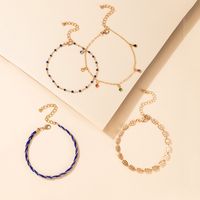 New Bohemia Beach Style Hollow Geometric Color Tassel Cord Anklet Set main image 3