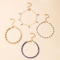 New Bohemia Beach Style Hollow Geometric Color Tassel Cord Anklet Set main image 5