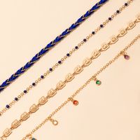 New Bohemia Beach Style Hollow Geometric Color Tassel Cord Anklet Set main image 7