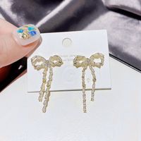 Korean Zircon Bow Long Earrings Wholesale main image 2