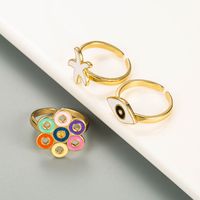 Retro Colorful Dripping Oil Electroplating Ring main image 3