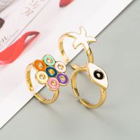 Retro Colorful Dripping Oil Electroplating Ring main image 4