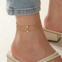 Fashion Rhinestone Heart-shape Multi-layer Alloy Anklet Wholesale sku image 1